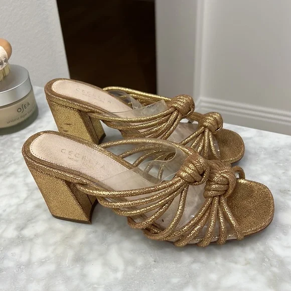 Cecelia New York Chunky Gold Sandal Mules - Picture 3 of 15